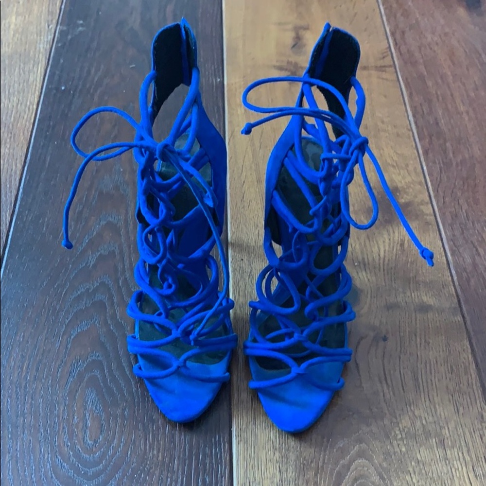 Zara Blue Lace Up Heels